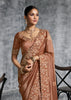 Hazel Brown Embroidered Tissue Silk Saree