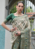 White & Green Woven Banarasi Patola Silk Saree