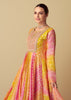 Yellow And Pink Party Wear Printed Anarkali With Dupatta