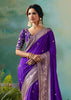 Purple Woven Embroidered Banarasi Silk Saree