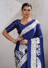 True Blue Printed Satin Silk Saree