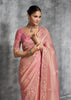 Golden Pink Embroidered Tissue Silk Saree