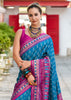 Teal Blue Woven Soft Silk Saree