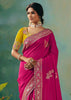 Rani Pink Woven Embroidered Banarasi Silk Saree