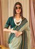 Leaf Green Printed Soft Silk Saree
