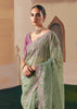 Sage Green Embroidered Designer Silk Saree