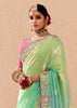 Ombre Green Heavy Embroidered Designer Silk Saree