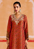 Autumn Red Embroidered Suit Set With Digital Print