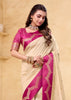 Off White Woven Satin Silk Saree