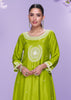 Lime Green A-Line Embroidered Kurta