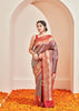 Kanakam (Pre-Order): Kanjivaram Kadhwa Weave Saree in the shades of Golden Purple and Red (6894241972417)