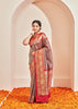 Kanakam (Pre-Order): Kanjivaram Kadhwa Weave Saree in the shades of Golden Purple and Red (6894241972417)