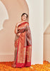 Kanakam (Pre-Order): Kanjivaram Kadhwa Weave Saree in the shades of Golden Purple and Red (6894241972417)