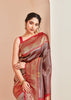 Kanakam (Pre-Order): Kanjivaram Kadhwa Weave Saree in the shades of Golden Purple and Red (6894241972417)