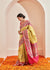 Ikat (Pre-Order): Kanjivaram saree in the shades of Green and Pink with a Patola Border (6894255079617)