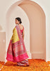 Ikat (Pre-Order): Kanjivaram saree in the shades of Green and Pink with a Patola Border (6894255079617)