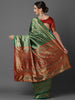 GOLDEN GREEN WOVEN KANJIVARAM SAREE (6871671996609)