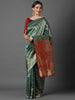 GOLDEN SEA GREEN WOVEN KANJIVARAM SAREE (6871696670913)