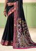 Jet Black kalamkari Printed Cotton Silk Saree