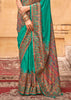 Pine Green Printed Kashmiri Jamewar Saree