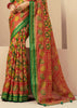 Green And Red Printed Georgette Saree