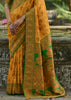 Daffodil Yellow Woven Kashmiri Jamewar Silk Saree