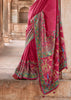 Hot Pink Printed Silk Saree