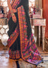 Pirate Black Printed Kashmiri Jamewar Saree