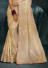 Ivory Embroidered Designer Tissue Saree