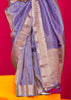 Impression Purple Woven Banarasi Tissue Silk Saree With Contrast Blouse