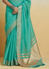 Mint Green Woven Banarasi Linen Silk Saree