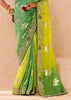 Lime Green Heavy Embroidered Designer Silk Saree