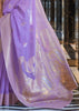 LILAC PURPLE WOVEN BANARASI LINEN SILK SAREE (6938607255745)