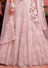Mist Pink Net Embroidered Bridal Lehenga