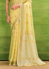 Pastel Yellow Woven Linen Silk Saree