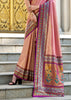 Bloom Peach Banarasi Tissue Silk Saree with Contrast Border