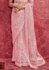 Pink Embroidered Designer Net Saree