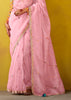 Sweet Pink Woven Embroidered Chiffon Saree