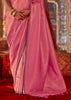 Carnation Pink Woven Kanjivaram Silk Saree