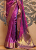 PURPLE AND GOLD WOVEN KANJIVARAM SAREE (6946402795713)