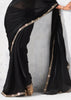Black Embroidered Designer Silk Saree