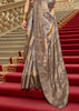 Rich Grey Printed Satin Silk Saree