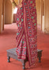 Brick Red Printed Patola Silk Saree