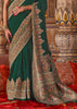 Bottel Green Printed Kashmiri Jamewar Saree