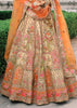 Beige & Orange  Heavy Embroidered Designer Lehenga