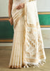 Snow White Woven Tussar Silk Saree