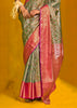 Olive Green Dual Tone Woven Kanjivaram Silk Saree