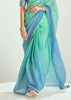 Sea Green & Blue Ombre Banarasi Tissue Saree