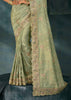 Pista Green Embroidered Designer Tissue Saree