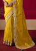 Bright Yellow Designer Embroidered Saree